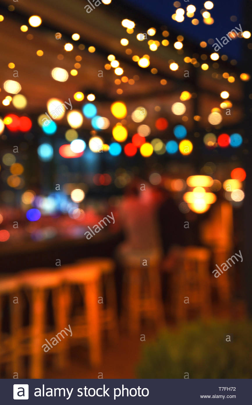 Blurred Background Of People Sitting At Restaurant Bar Or Night