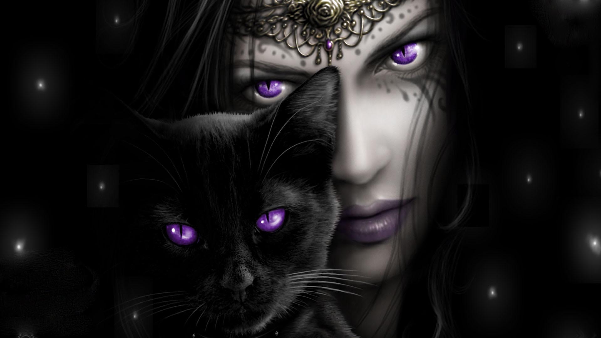 wiccan woman purple eyes cat babe witch women and 105880 1920x1080