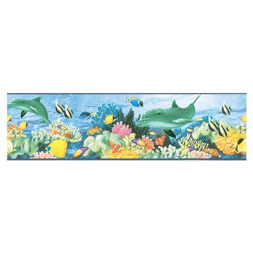 Allen Roth Blue Ocean Life Wallpaper Border Lw1341899