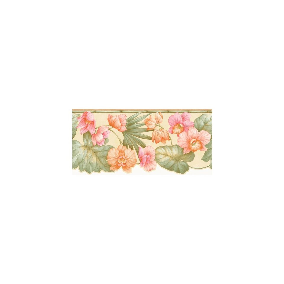 Pink And Orange Tropical Wallpaper Border Lw1340005 Home Kitchen