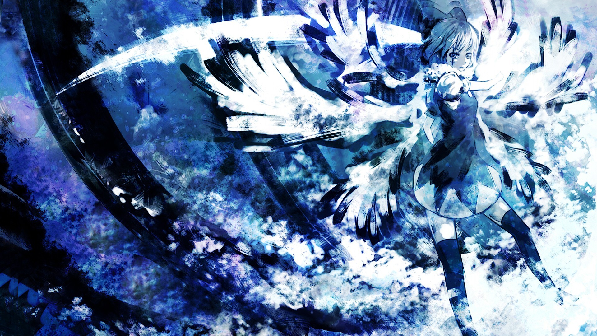 Blue Touhou Wallpaper Wings Cirno Ribbons