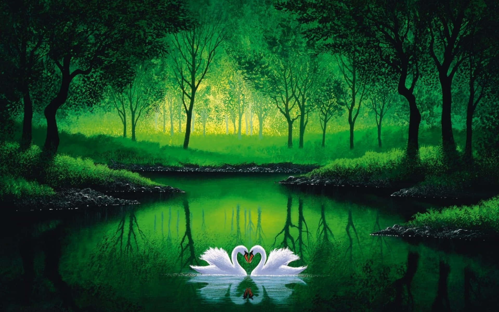 Swan Loves Pond 3e3z1wlf894q30nv Wallpaper