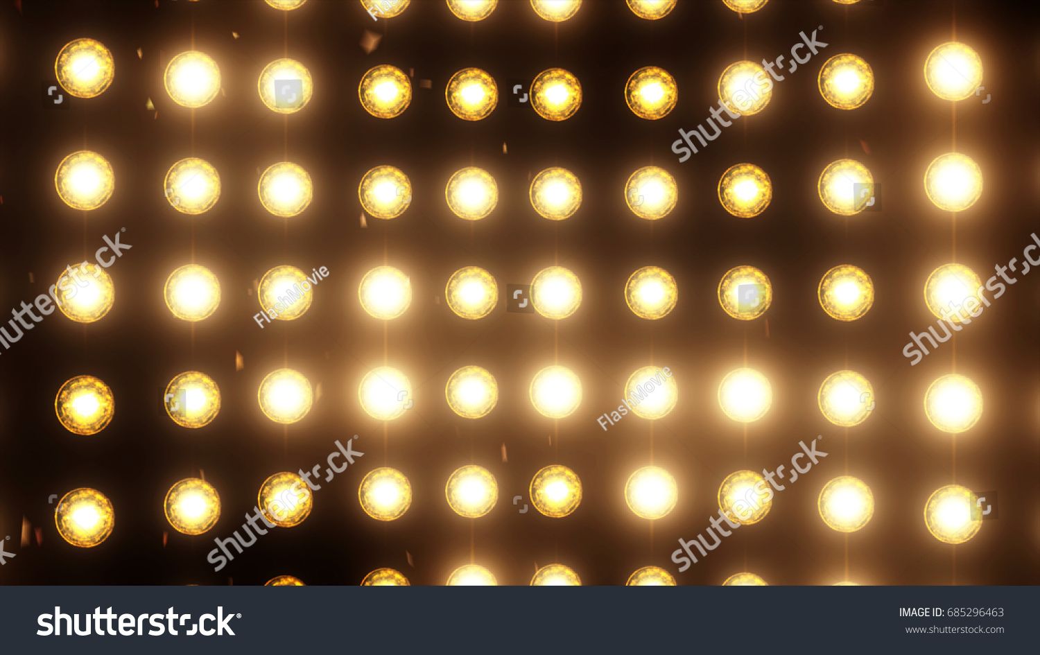 Bright Flood Lights Background With Particles And Glow Gold Tint