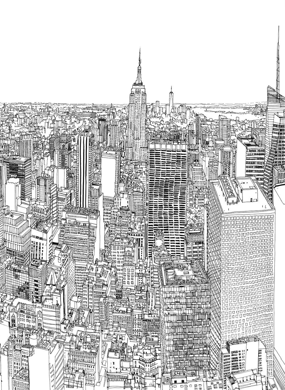 Drawing New York Skyline Wallpaper