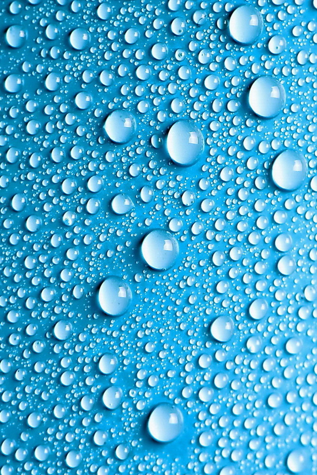 Water Droplets On The Blue Background Wallpaper   iPhone 640x960