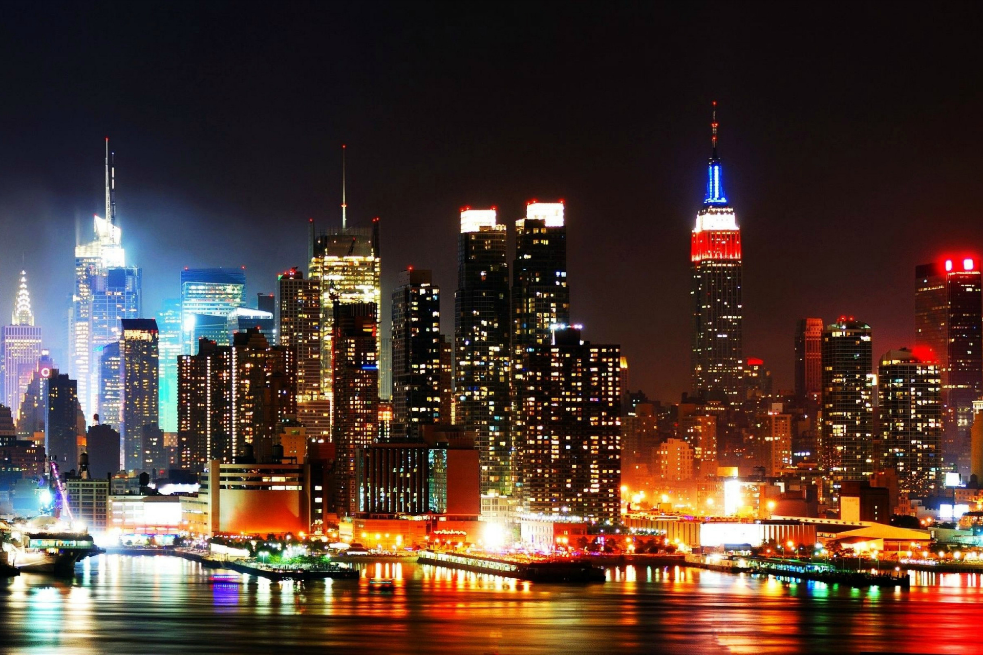 New York Skyline At Night Wallpaper Background