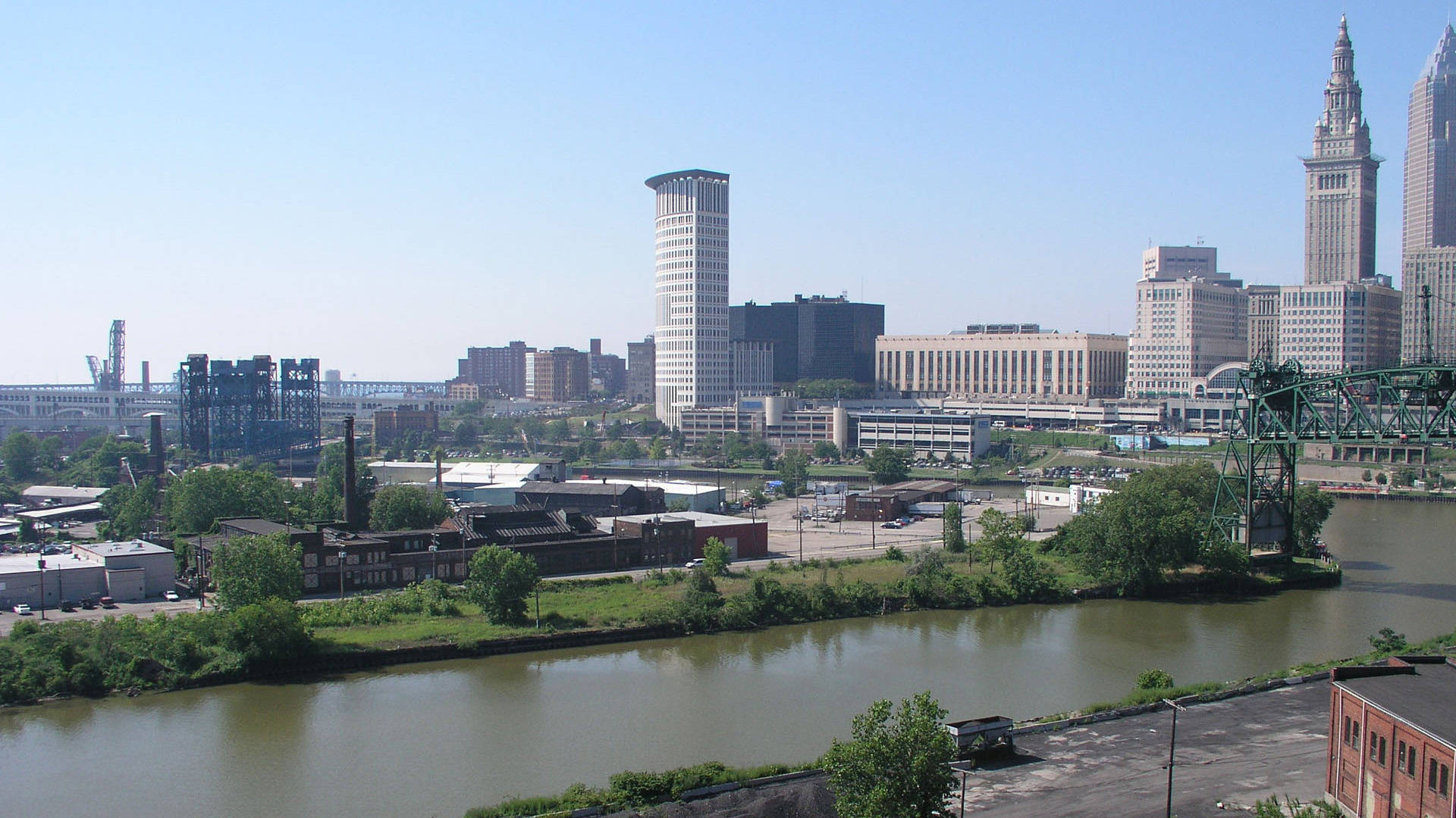 Cuyahoga River In Cleveland Ohio City Wallpaper