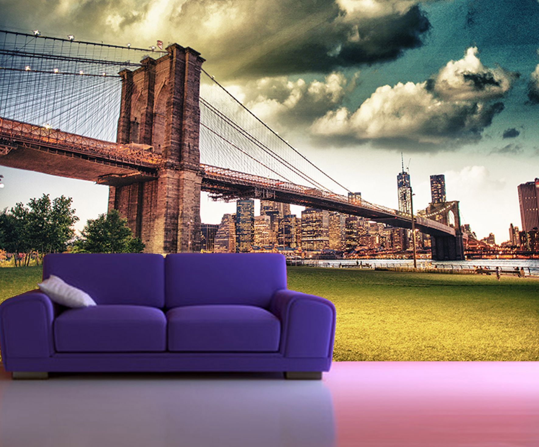 New York Brooklyn Bridge Decorating Photo Wall Mural Wallpaper