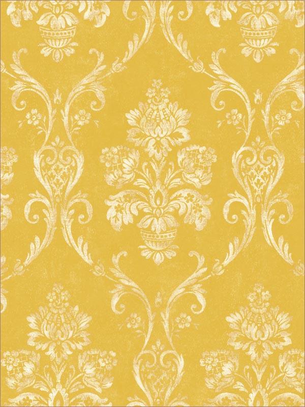 Wallpaper English Cottage French Country Golden Yellow Damask