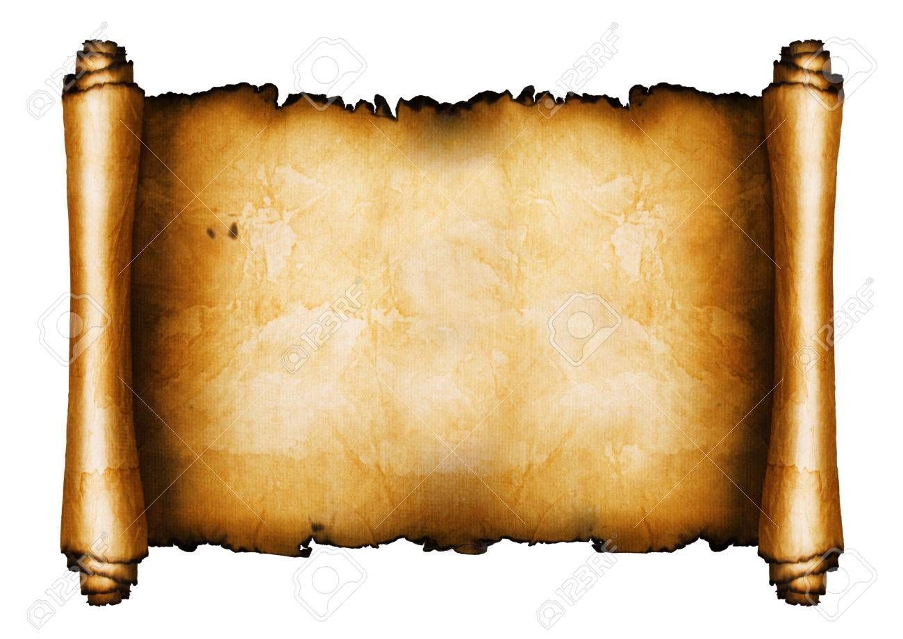Ancient Scroll Isolated On White Background Stock Photo