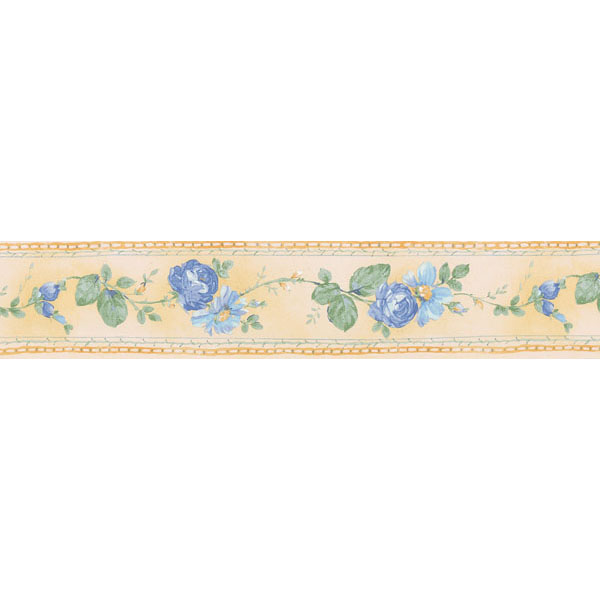 Free download 451 1758 Yellow Blue Flower Trail Brewster Wallpaper
