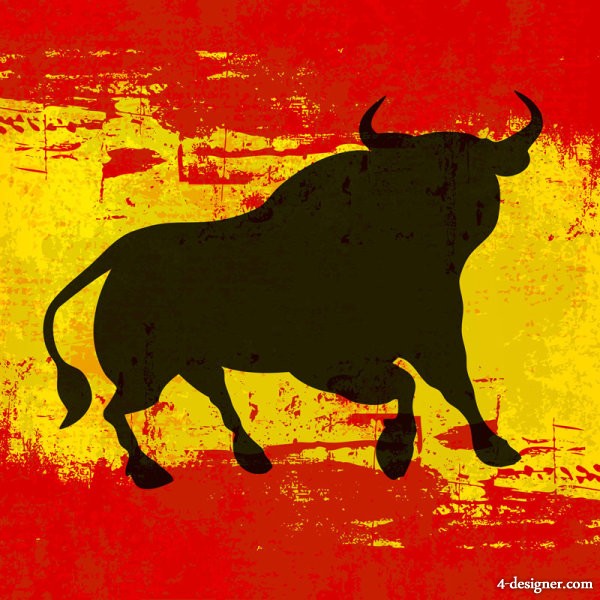 Bull Fighting Cartoon Raging Background