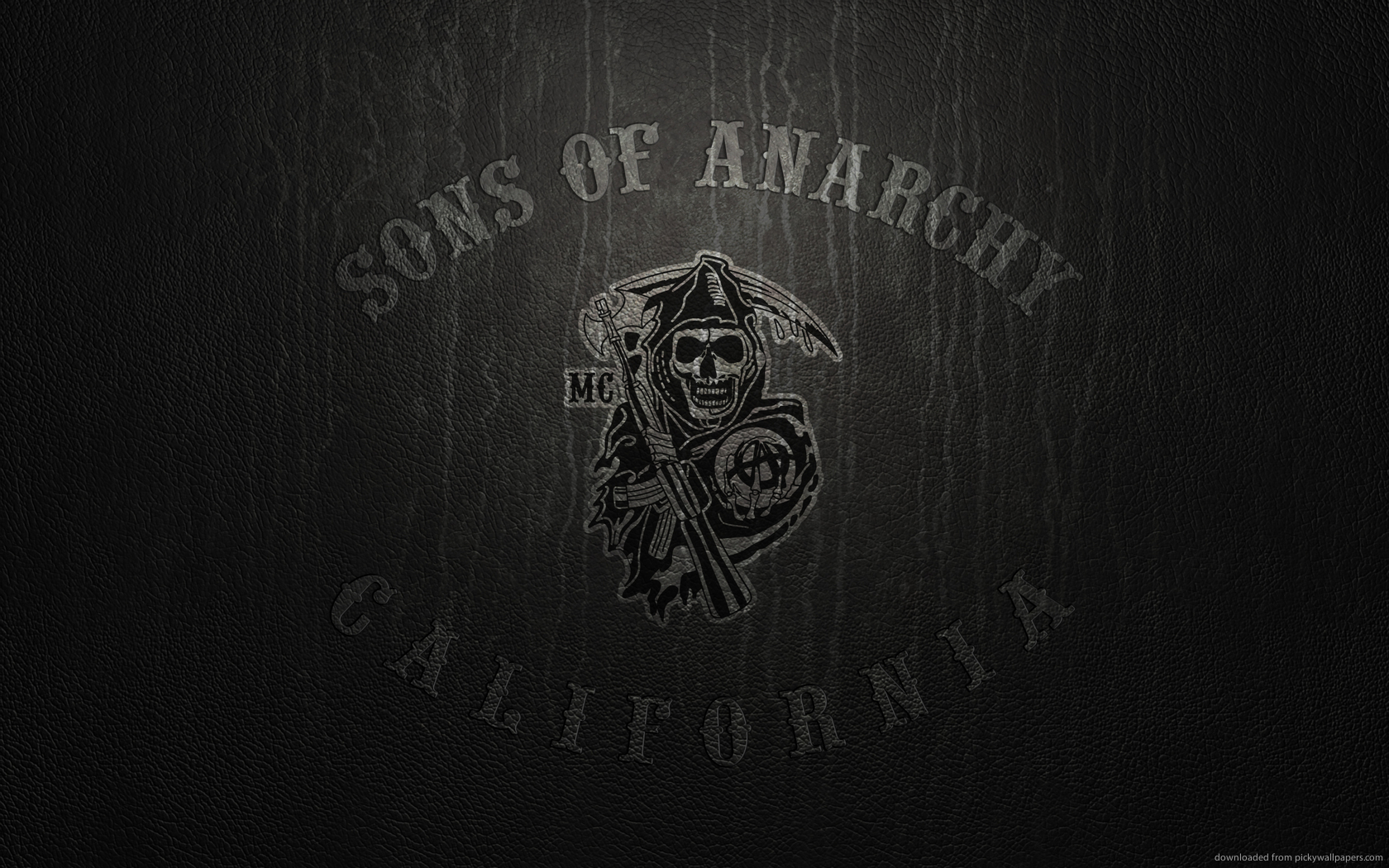 Sons Of Anarchy Logo On Leather Wallpaper