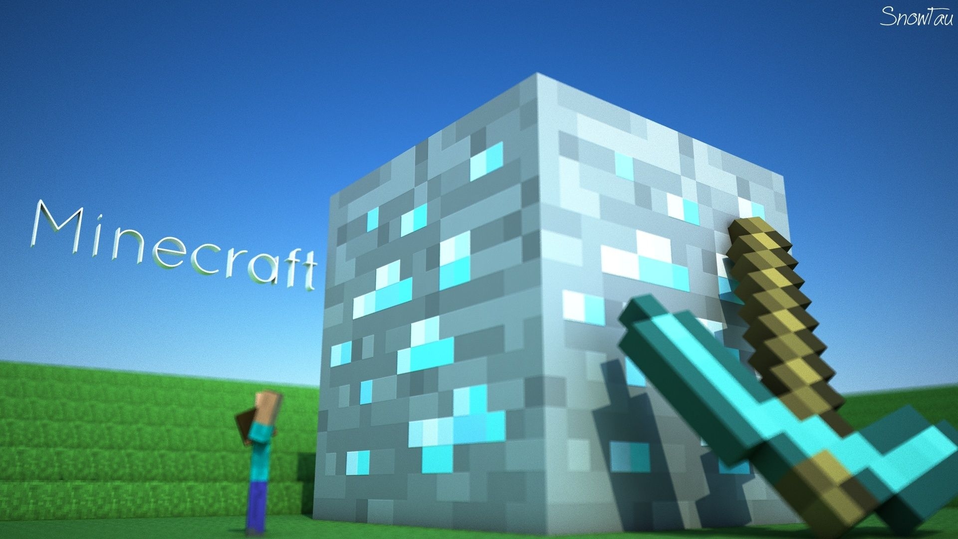 Huge diamond block   Minecraft Wallpaper 1920x1080 69393 1920x1080