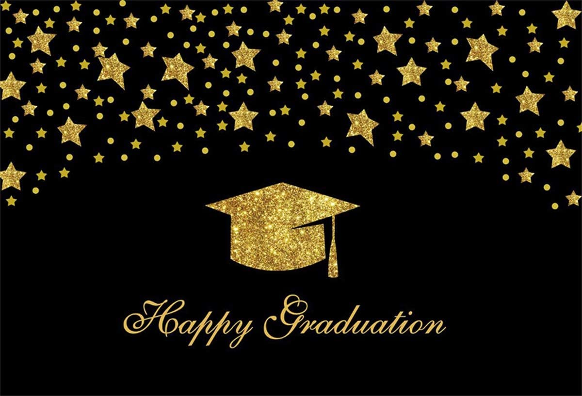 Yeele Graduation Backdrop Golden Trencher Cap Stars College