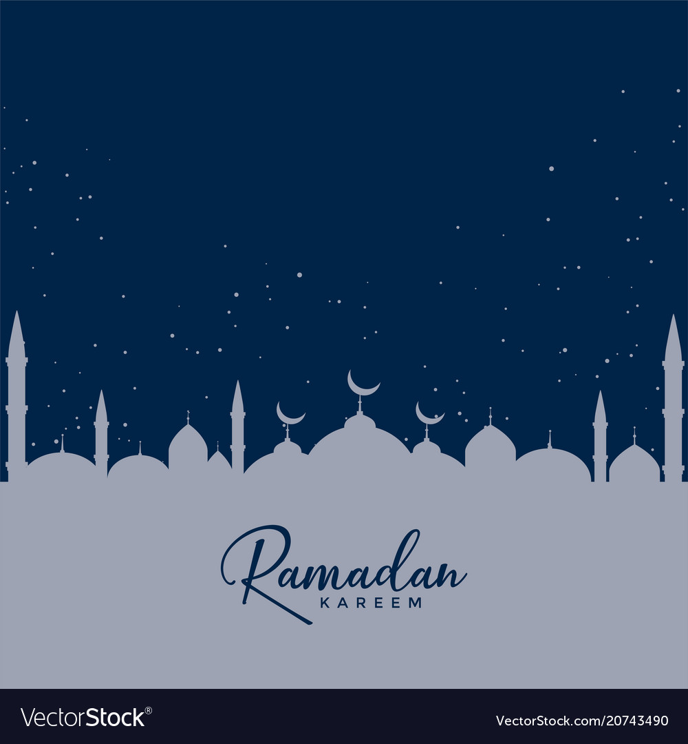 Mosque on blue stars background ramadan kareem Vector Image