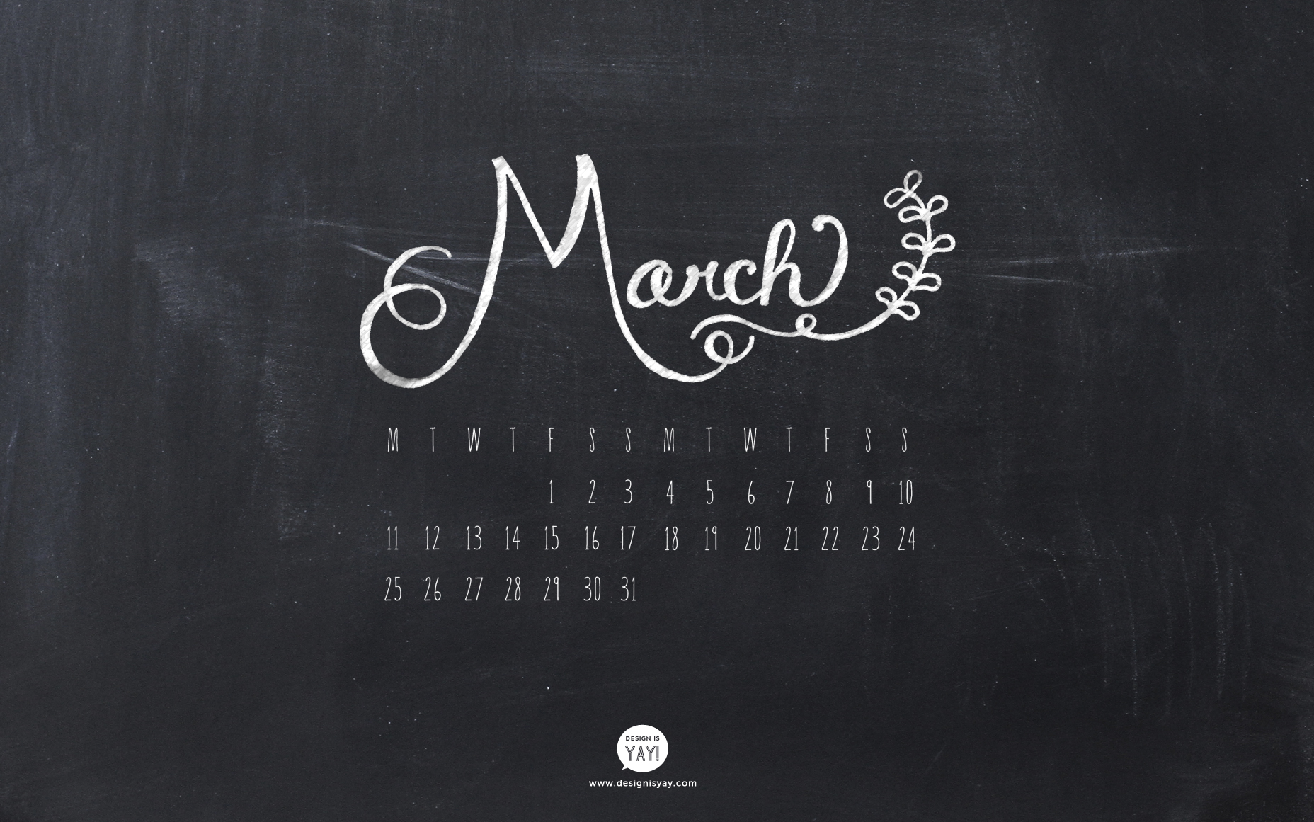 March 2013 Desktop Calendar Wallpaper by Design is Yay 1856x1161