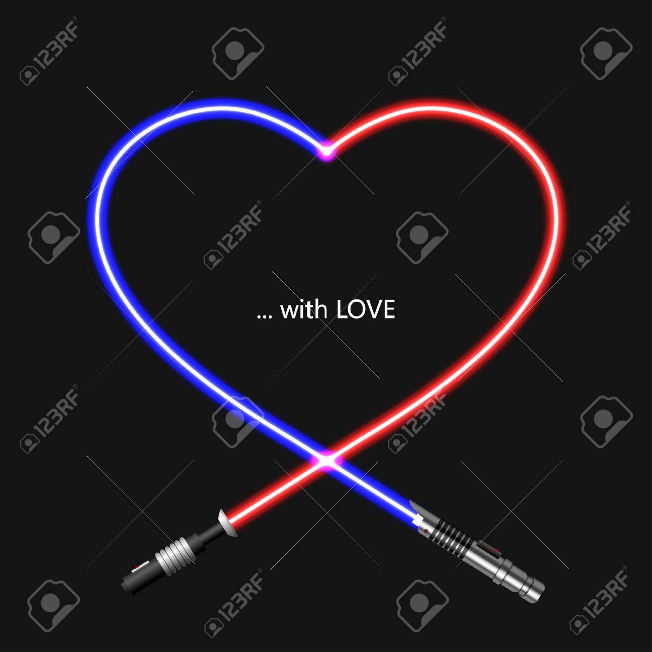 Vector Modern Concept Heart And Lightsaber For Valentines Day
