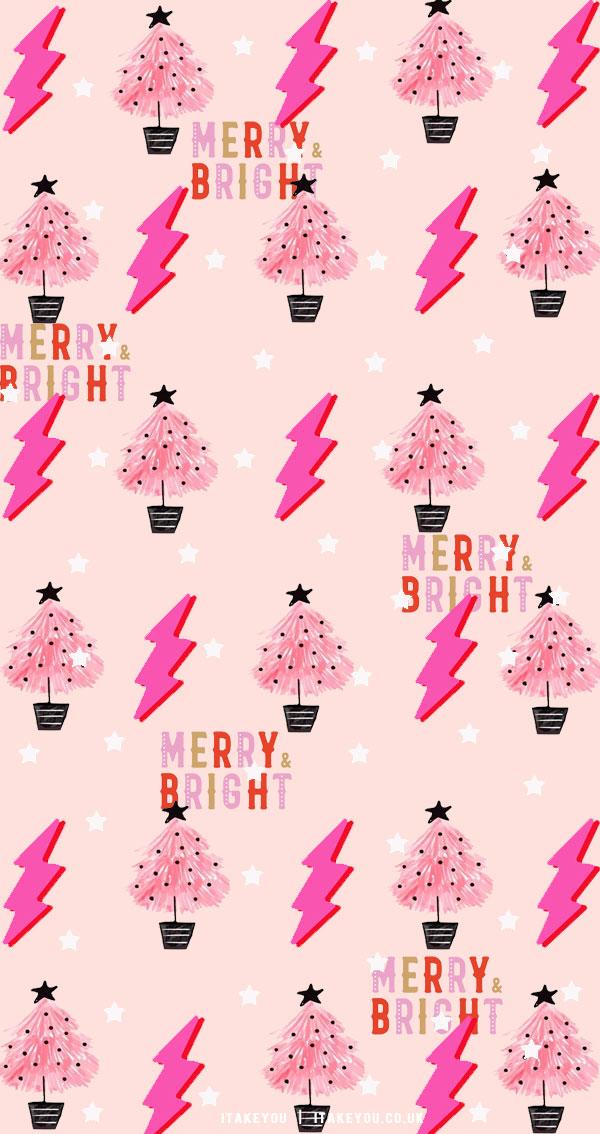 Preppy Christmas Wallpaper Ideas Merry Bright Pink