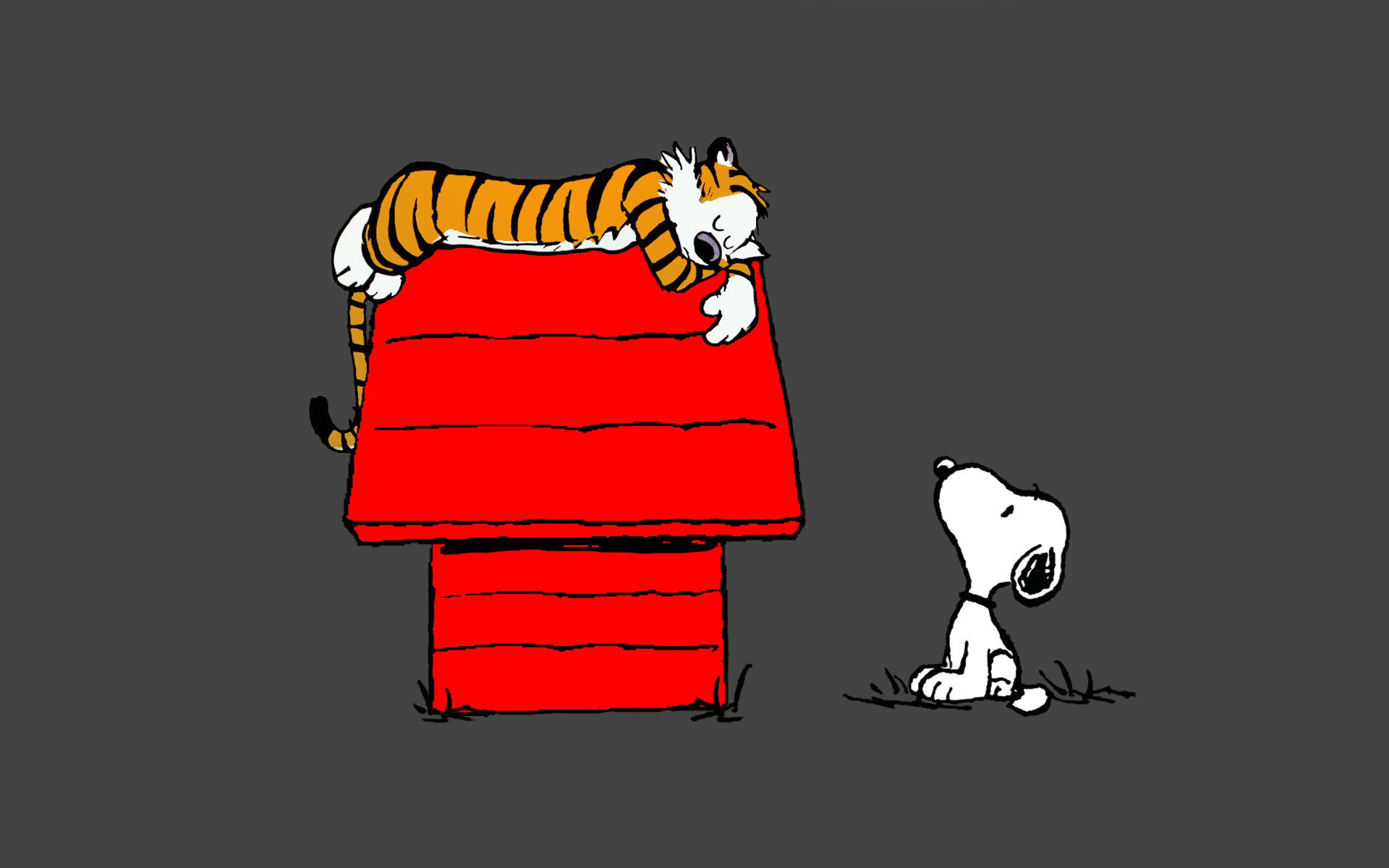 Calvin And Hobbes Snoopy Sleep Peanuts Tiger Wallpaper
