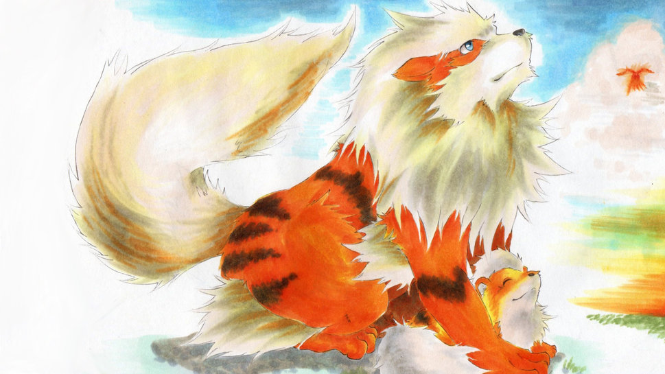 Arcanine And Growlithe Wallpaper