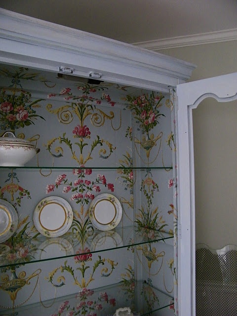 Cabi With French Wallpaper I Ve Done This Many Times And Love