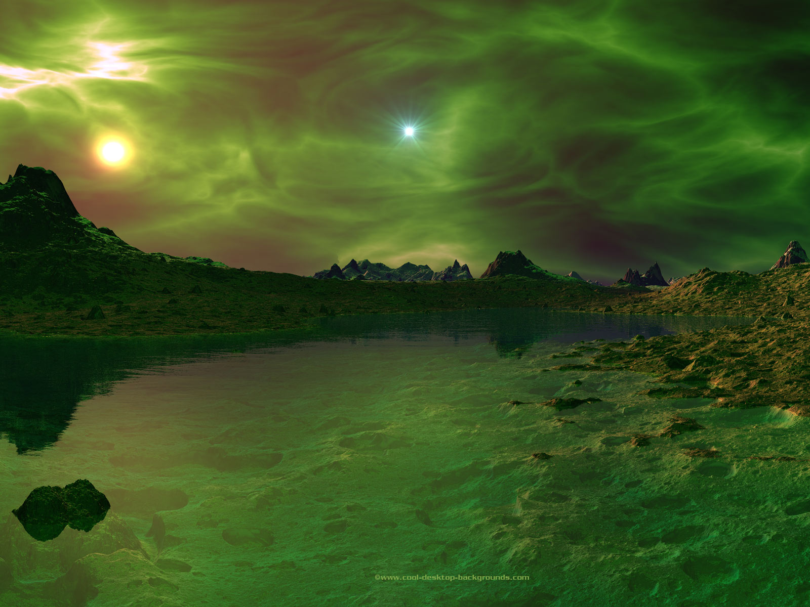 Green Crater Lake Scifi Wallpaper Pixels