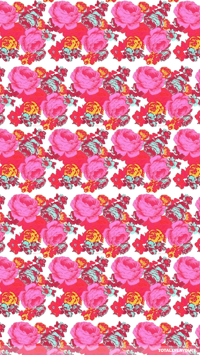 Pink Floral Roses Print iPhone Wallpaper