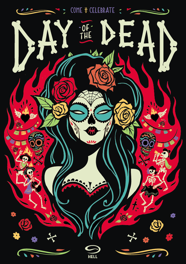 Day Of The Dead Hell Pizza By Gina Kiel Via Poster