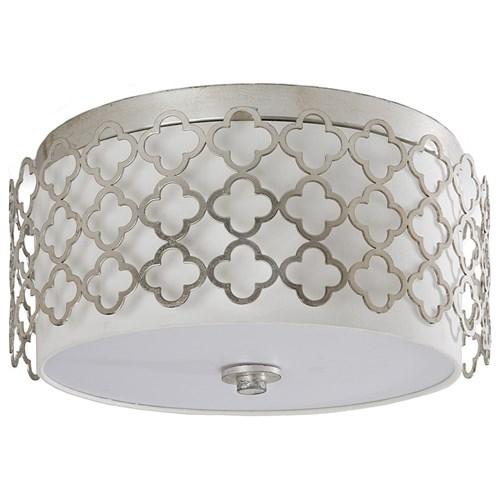 Silver Leaf Quatrefoil Shade Drum Ceiling Mount With Moroccan