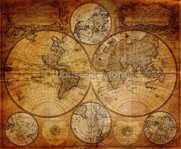 Old Globe Map Wall Mural Wallpaper