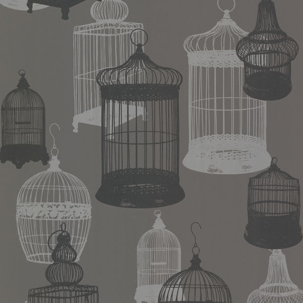 Avian Charcoal Birdcages Wallpaper Modern By Brewster