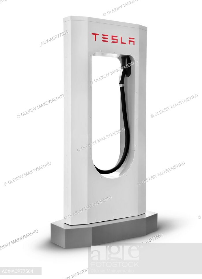Tesla Supercharger Charging Station Isolated On White Background
