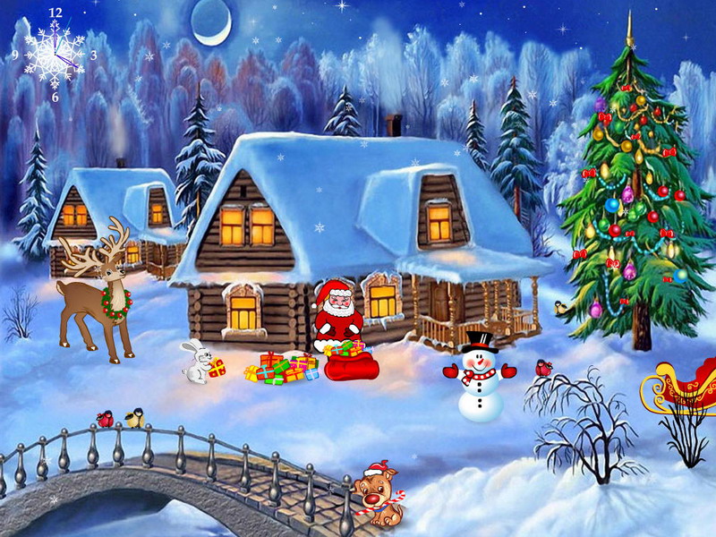 Cartoon Christmas Screensaver Wallpaper In Pixels
