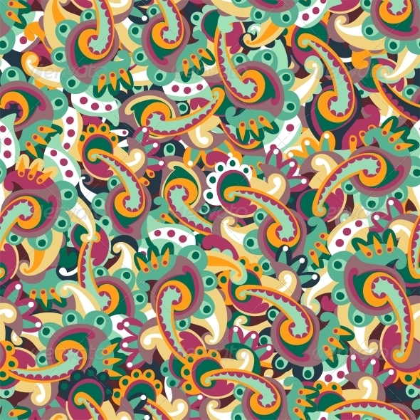 Colorful Seamless Paisley Background Patterns Decorative