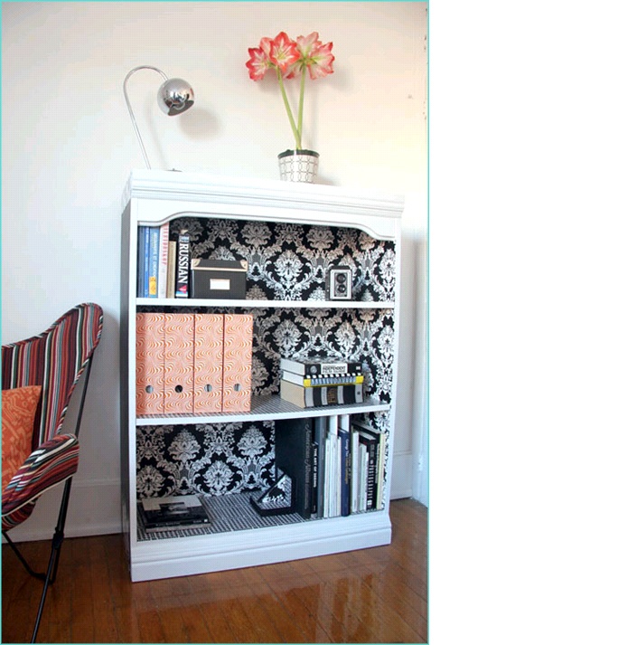 Wallpaper Bookcase Back Diy Projects