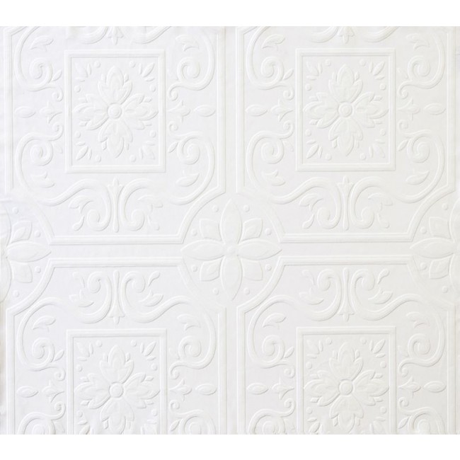 Medium Ceiling Tile Raised White Textured Paintable Wallpaper 497