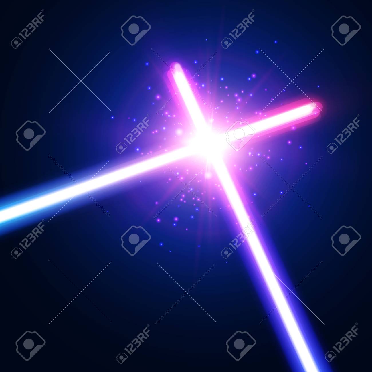 Crossing Laser Sabers War Glowing Rays In Space Abstract