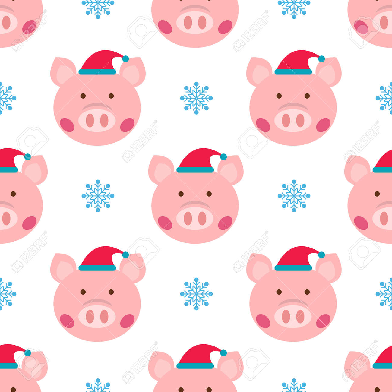 Christmas Wallpaper With Santa Pig Royalty Svg Cliparts