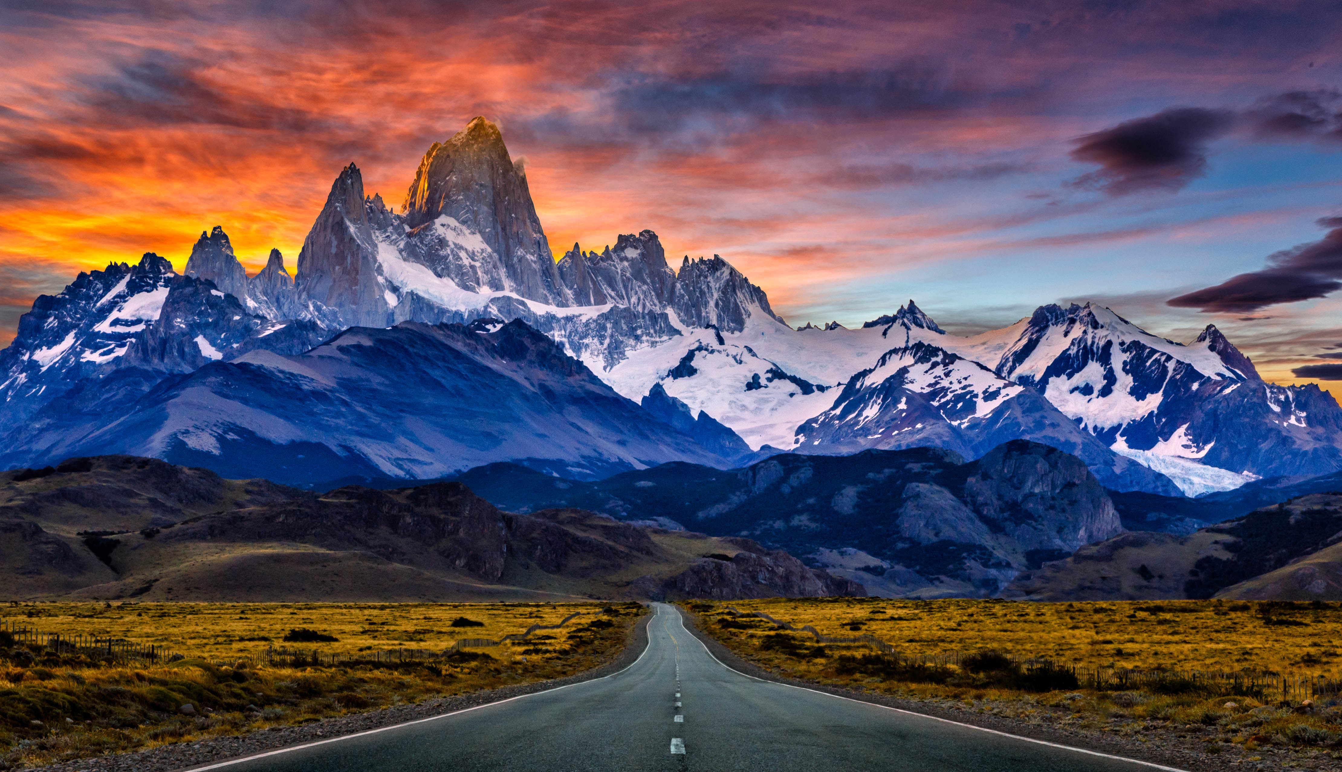 Towards Mount Fitz Roy In The Sunset By Kenh Back