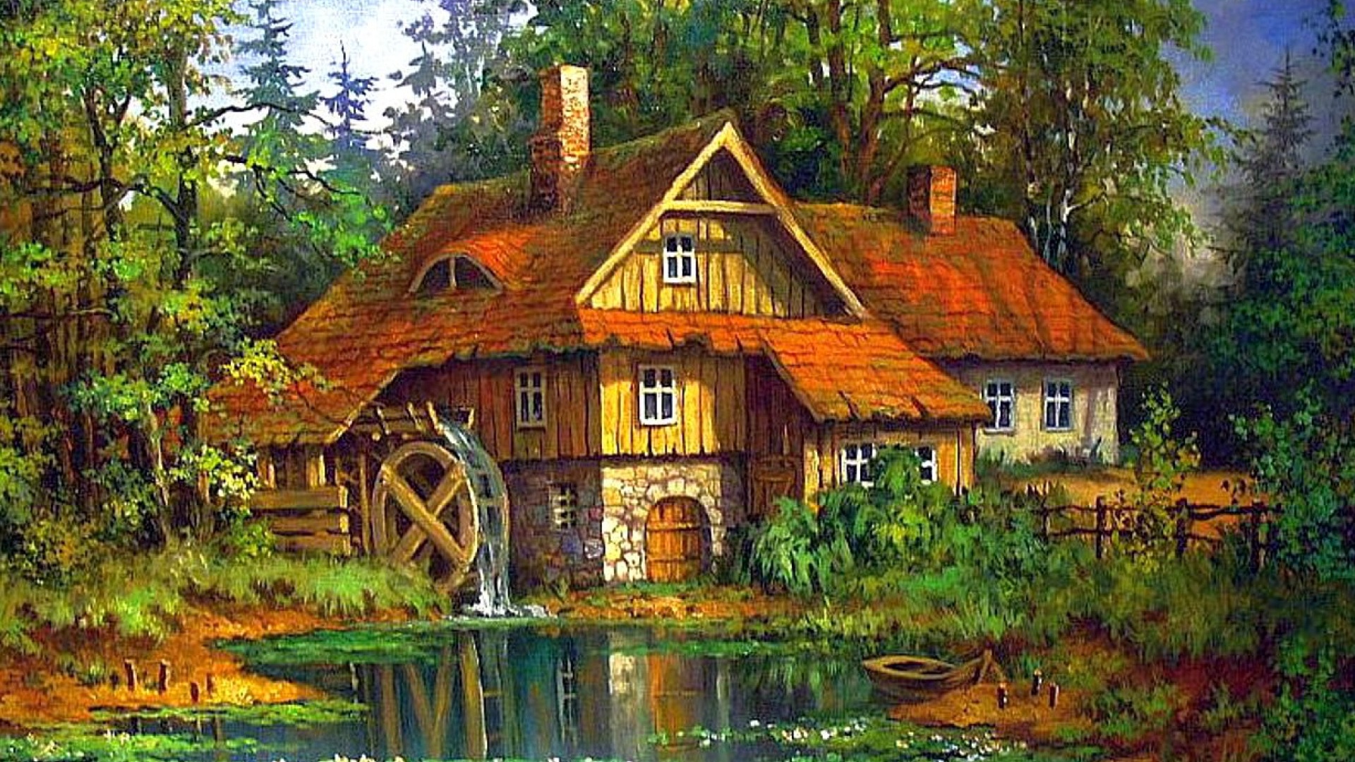Idyllic Watermill Desktop Pc And Mac Wallpaper