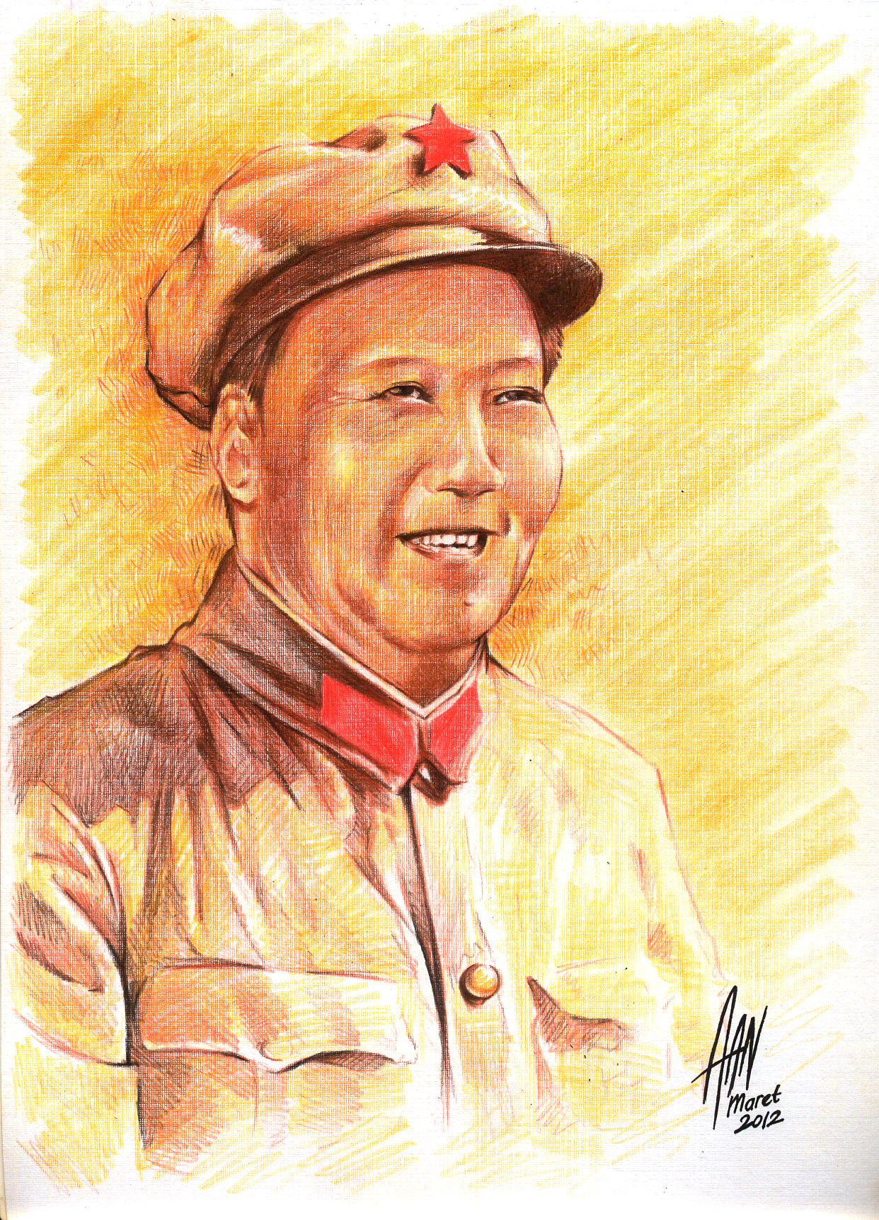 Mao Tse Tung On Linen By Aangrafis