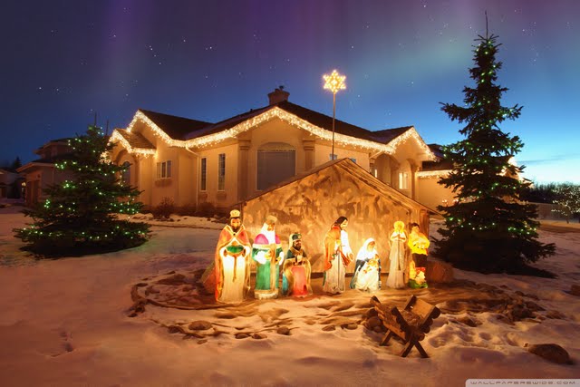 Outdoor Christmas Nativity Scene Wallpaper Walltor