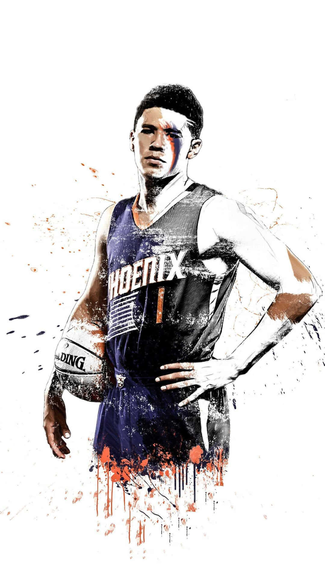 Devin Booker Showing Off His New Iphone Wallpaper