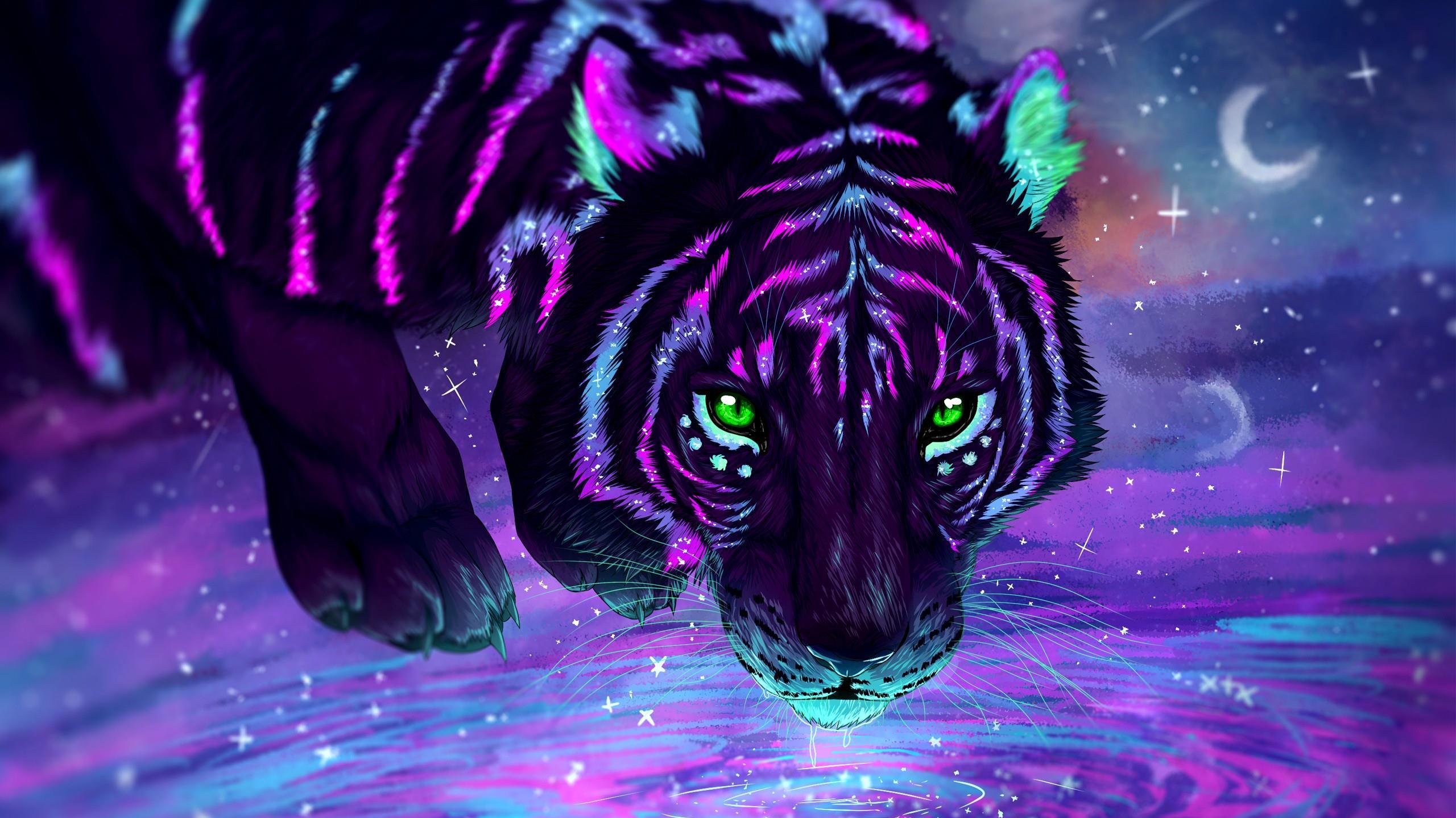 Tiger Digital Art Puter Wild Animal HD Wallpaper