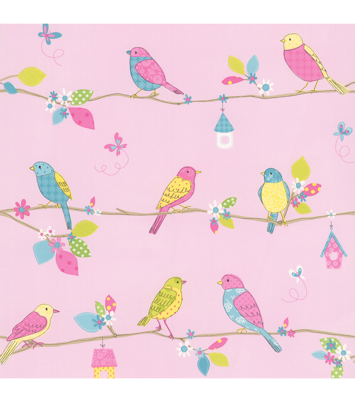 Social Birdie Pink Quilted Birds Wallpaperocial