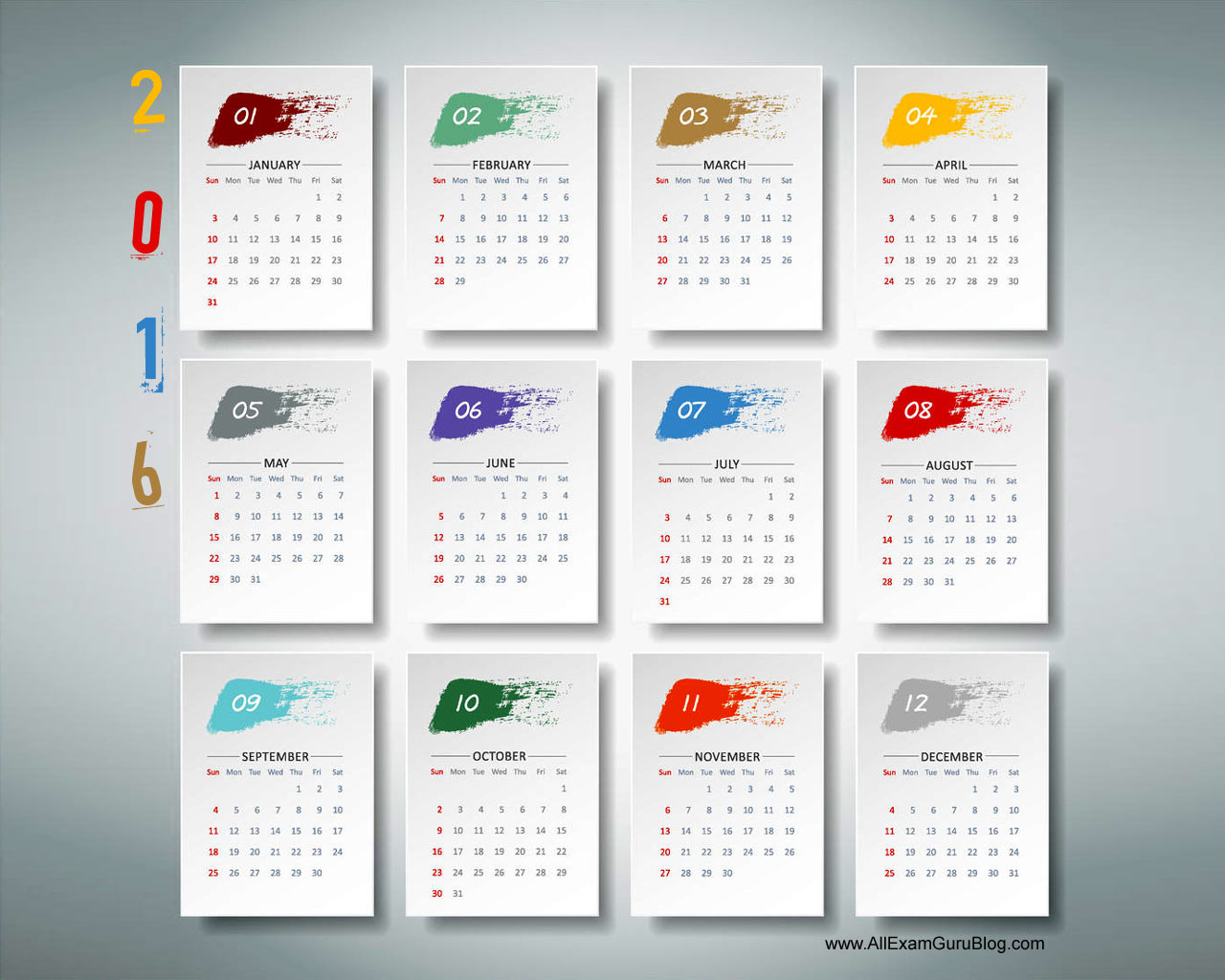 2016 Year Calendar Wallpaper Download 2016 Calendar by Month 1280x1024