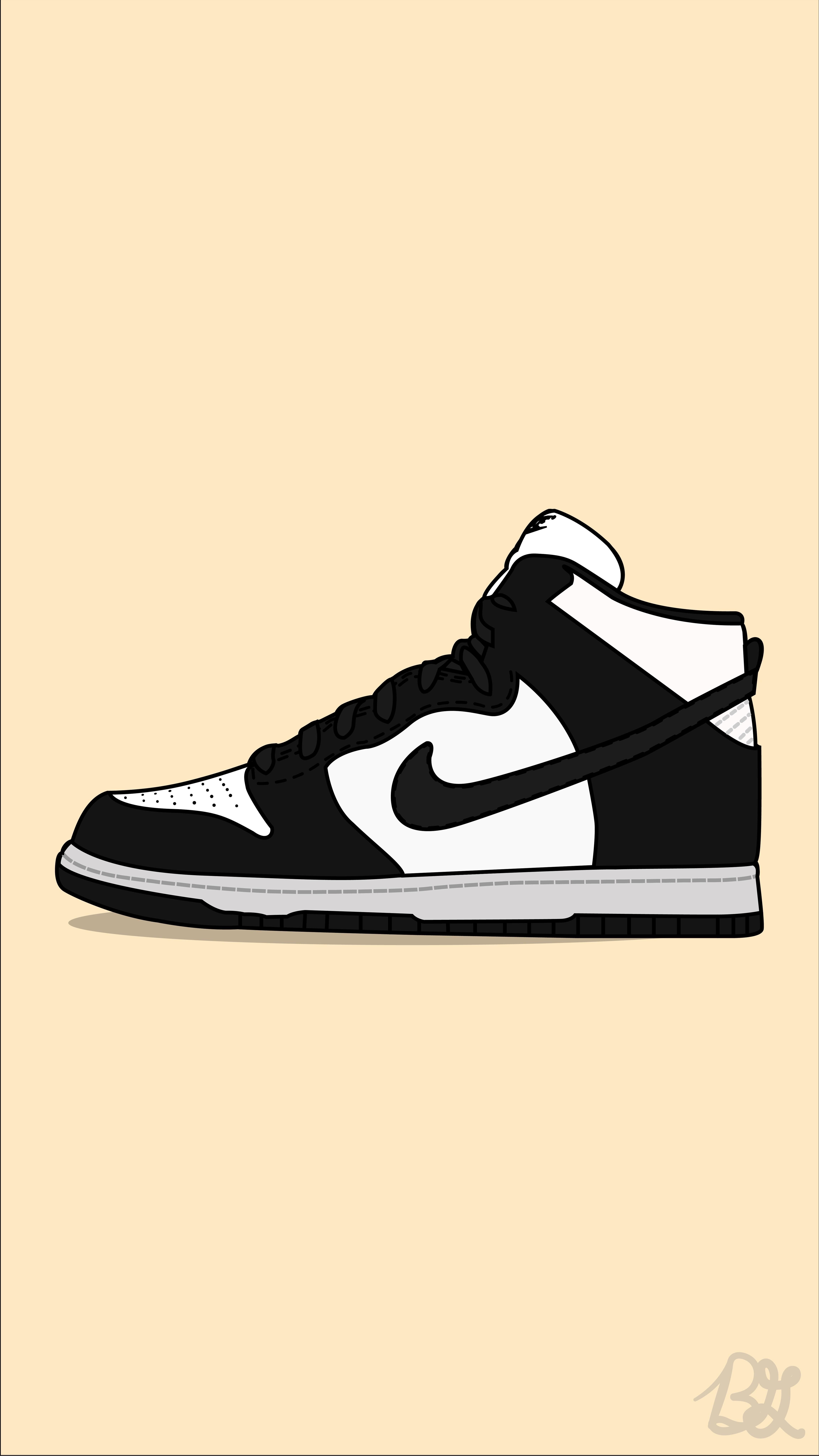 1080p Phone Wallpaper Of Nike Dunk Sneakers Illustration Shoes
