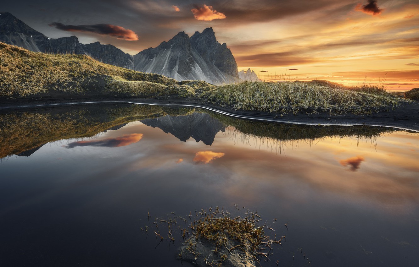 Wallpaper Sunset Mountains Nature Lake Reflection The Evening