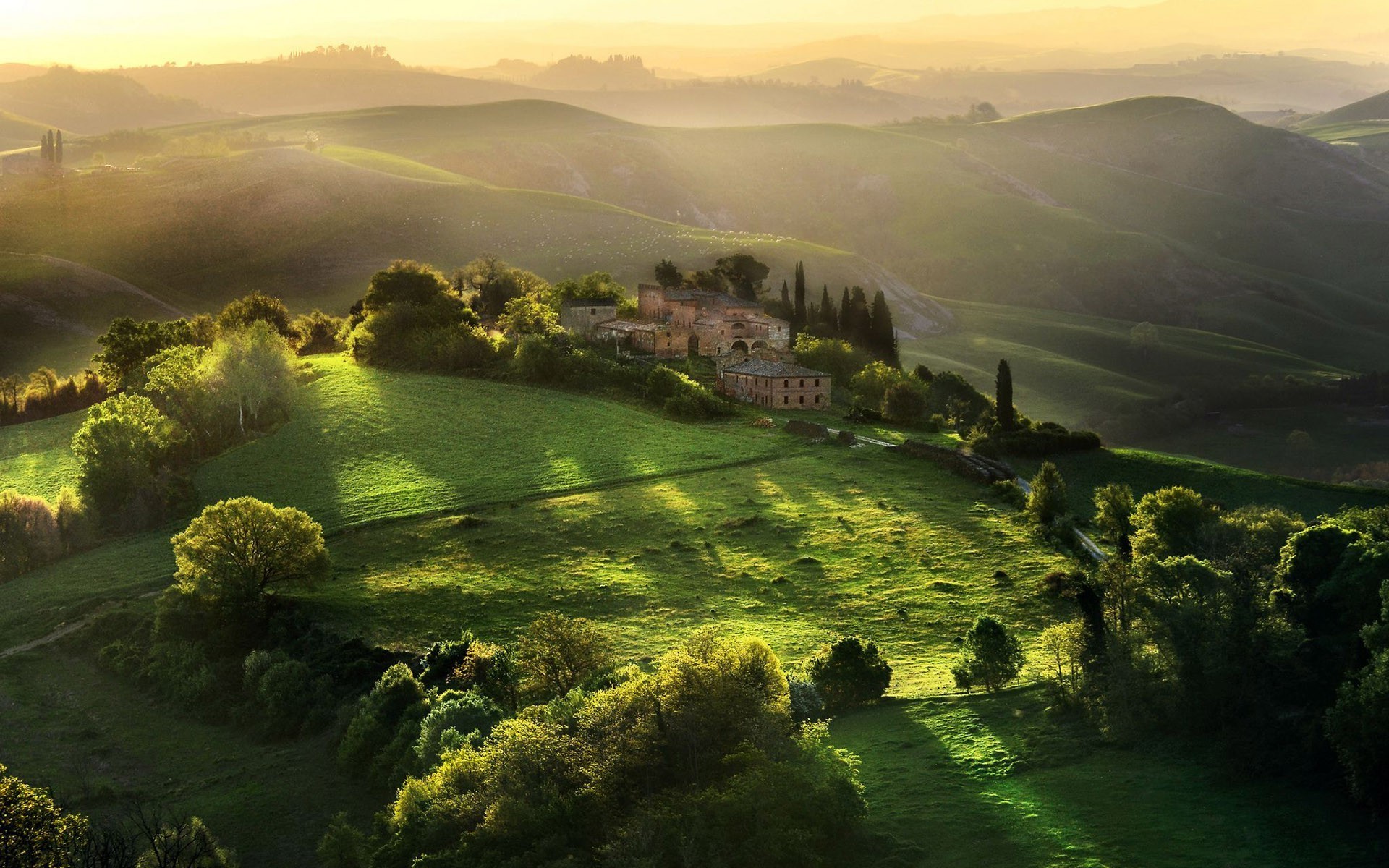 Tuscany Field Sunlight Landscape Hill Italy Wallpaper HD